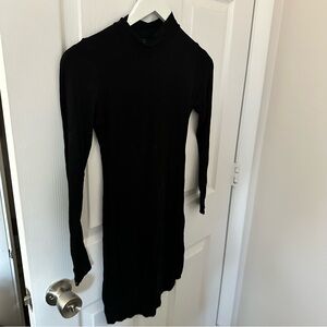 Black Long Sleeve Turtleneck Mini Dress